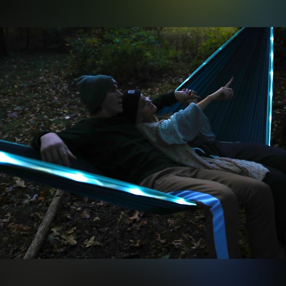 Equipe Illuminated Camping Travel Two-Person Hammock Blue/Dark Blue